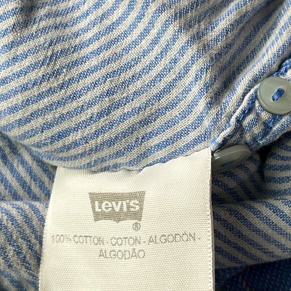 Levis Long Sleeve Button Up Shirt Blue Plaid Slim Fit Medium Mens Medium * - Picture 7 of 10